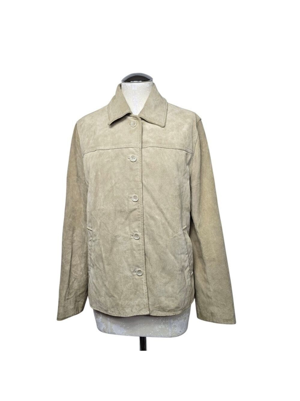 J. Crew Light Tan Leather Button Down Jacket M
